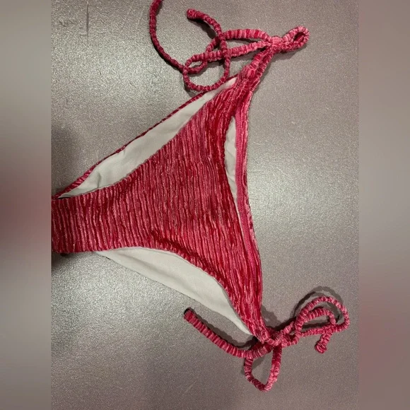 Velvet Ruched Bandeau tie side Bikini swimsuit - Picture 5 of 6